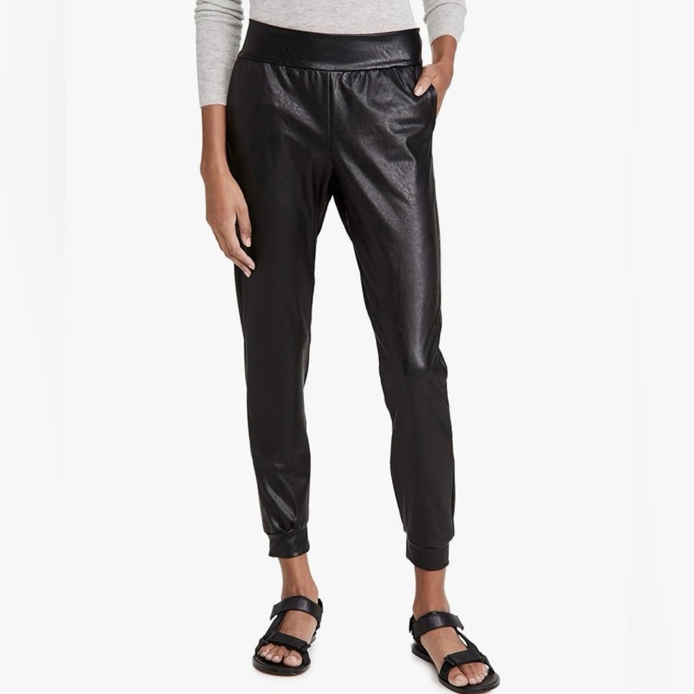Commando Black Faux Leather Jogger Pants Size Medium - Picture 1 of 10